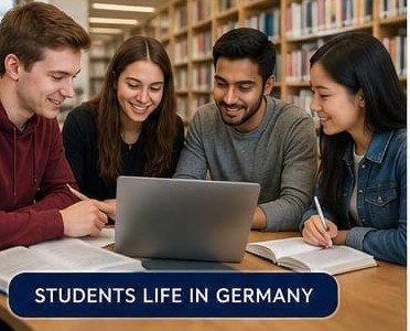 Students studying together in a library