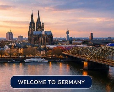 Cologne skyline at sunset